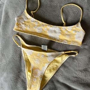Triangl Yellow Bikini Set with Flower Embroidery